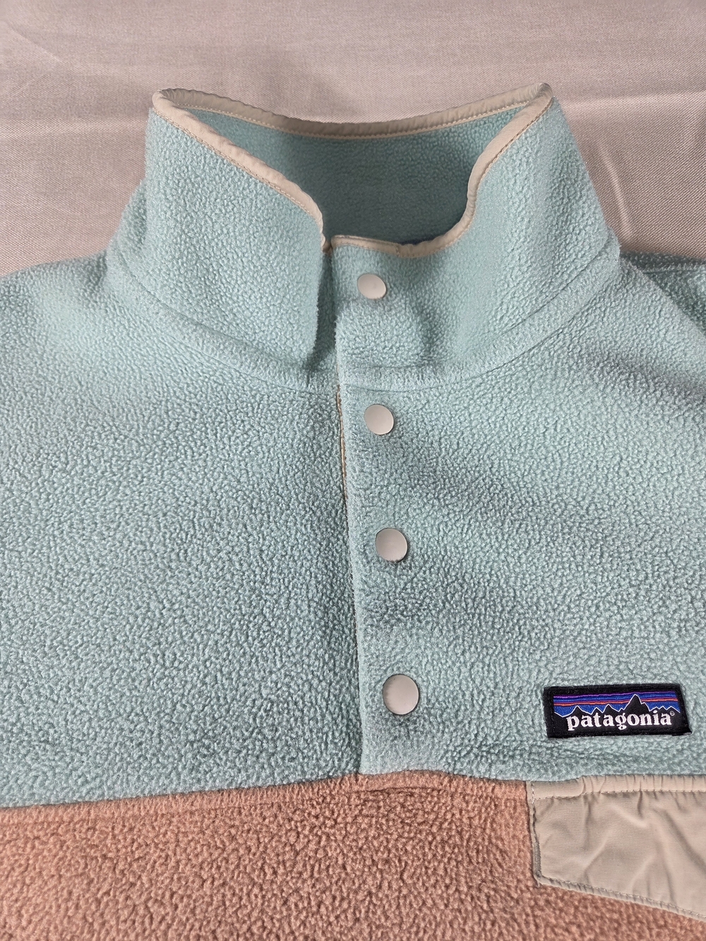 Patagonia Synchilla Snap-T Fleece Pullover Large Blue Pink Colorblock - Picture 4 of 9